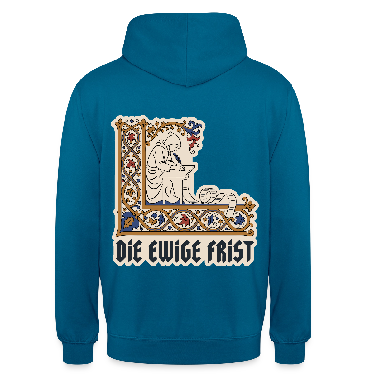 "Die ewige Frist. Buchmalerei-Motiv" Motiv-Hoodie unisex, Farbe Tiefseeblau