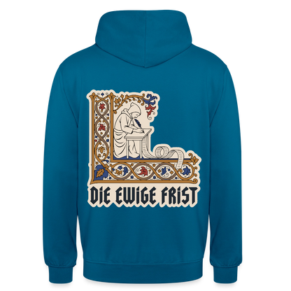 "Die ewige Frist. Buchmalerei-Motiv" Motiv-Hoodie unisex, Farbe Tiefseeblau