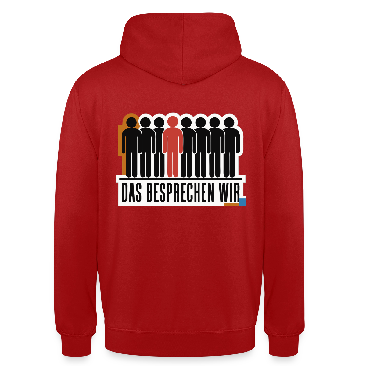 "Das besprechen wir. Isotype-Motiv" Motiv-Hoodie unisex, Farbe Rot