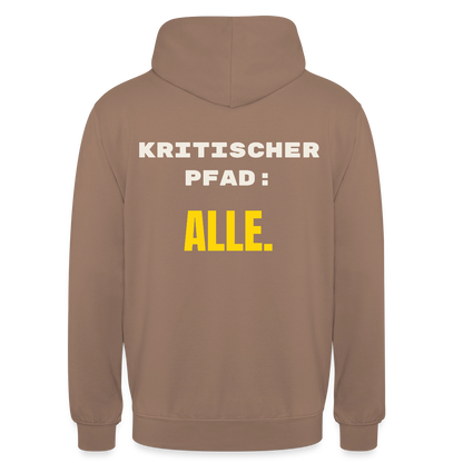Kritischer Pfad: alle. Motiv-Hoodie unisex, Farbe Mokka