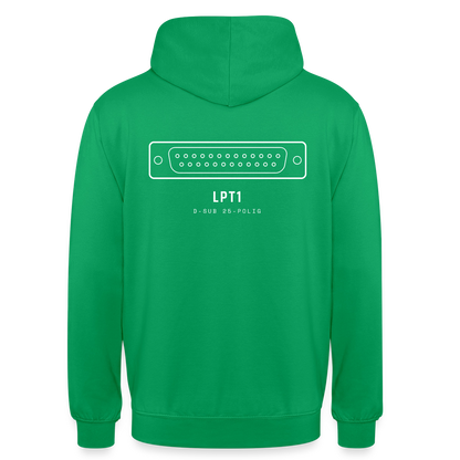 "LPT1, D-Sub 25-polig" Motiv-Hoodie unisex, Farbe Kelly Green
