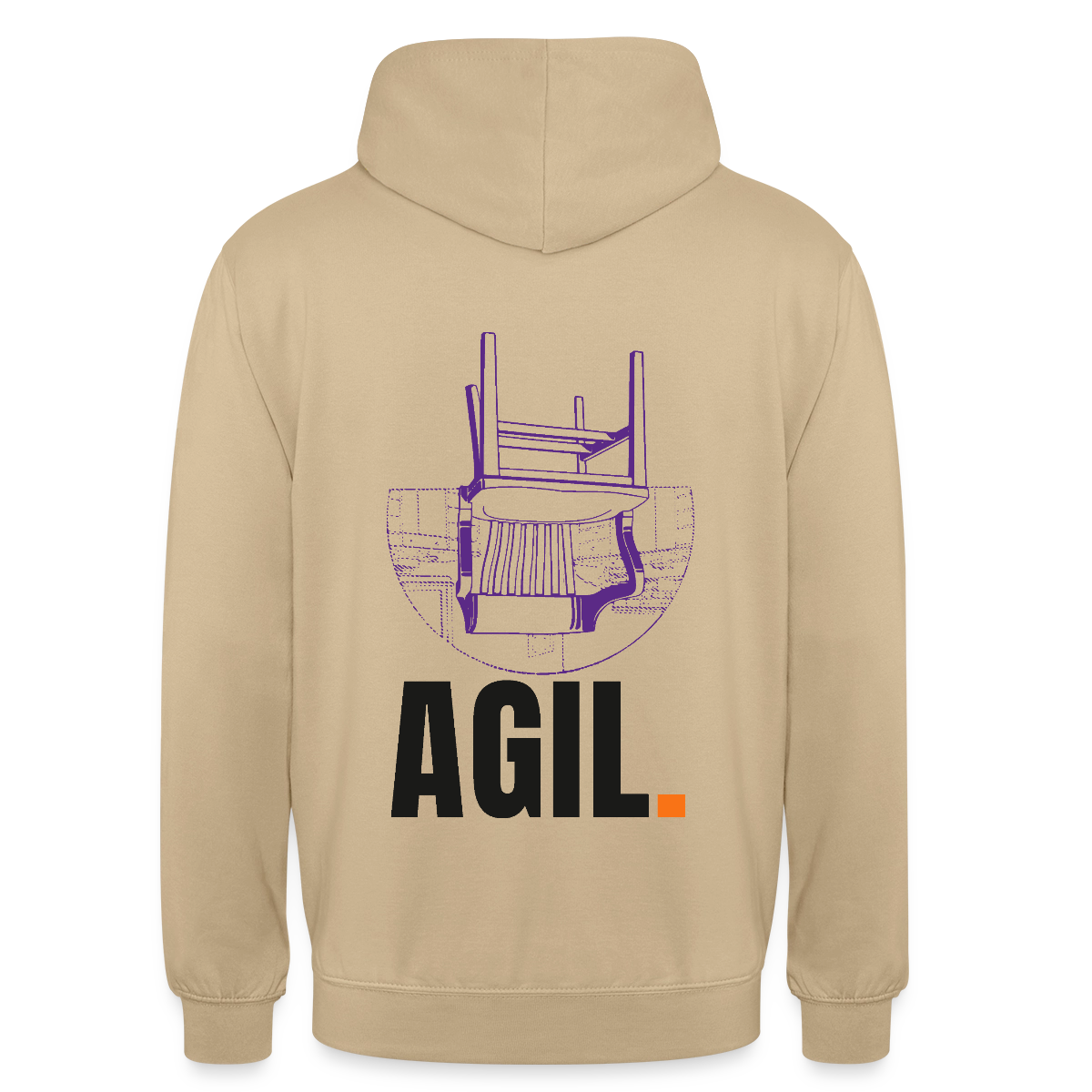 "Agil." Motiv-Hoodie unisex, Farbe Beige