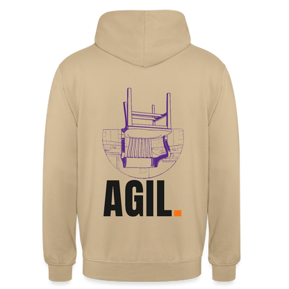 "Agil." Motiv-Hoodie unisex, Farbe Beige