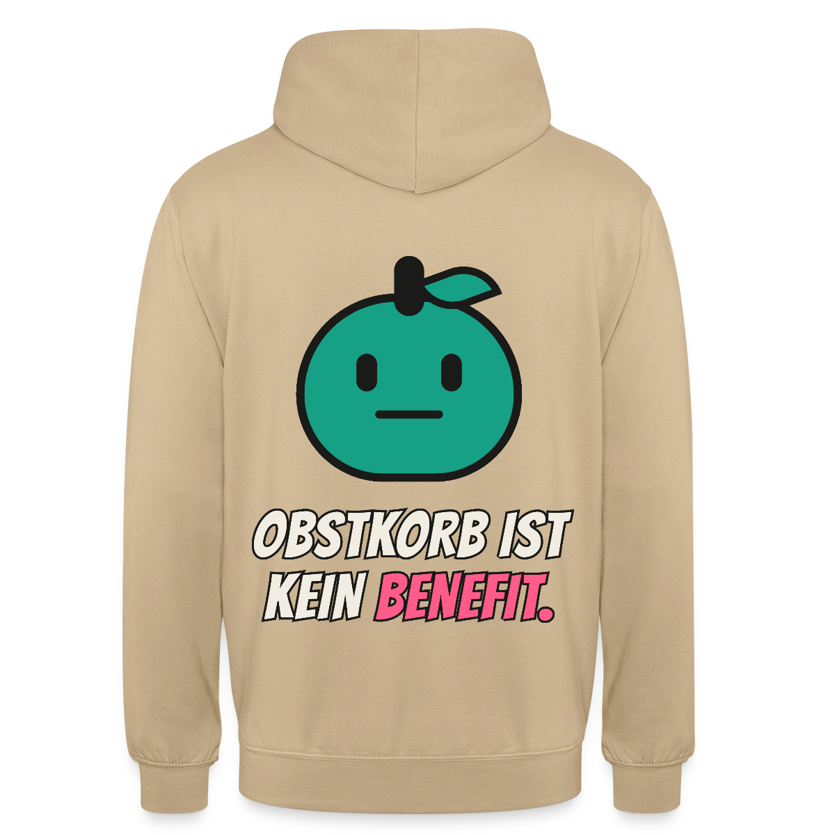 Obstkorb ist kein Benefit. Motiv-Hoodie unisex, Farbe Beige