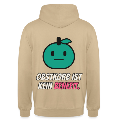 Obstkorb ist kein Benefit. Motiv-Hoodie unisex, Farbe Beige