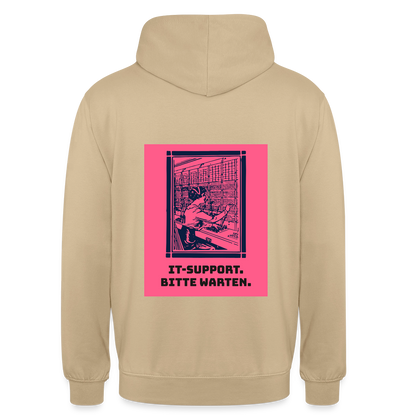 IT-Support. Bitte warten. Duotone-Motiv Motiv-Hoodie unisex, Farbe Beige