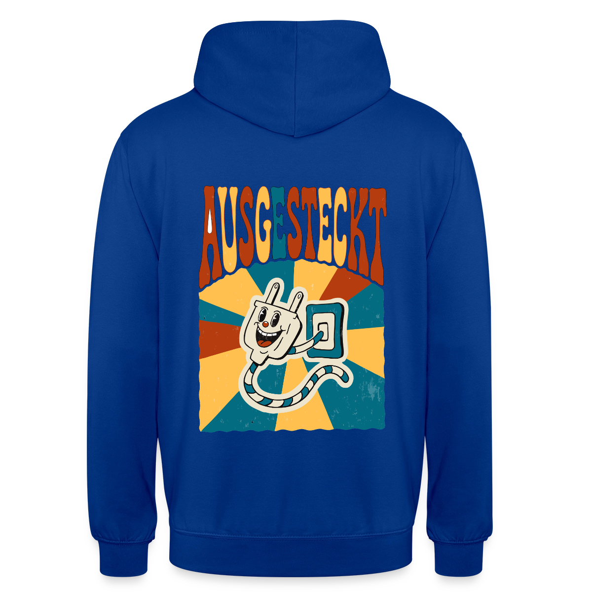 "Ausgesteckt. Midcentury-Motiv" Motiv-Hoodie unisex, Farbe Royalblau