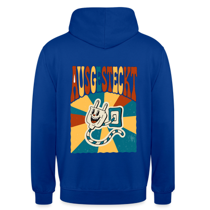 "Ausgesteckt. Midcentury-Motiv" Motiv-Hoodie unisex, Farbe Royalblau