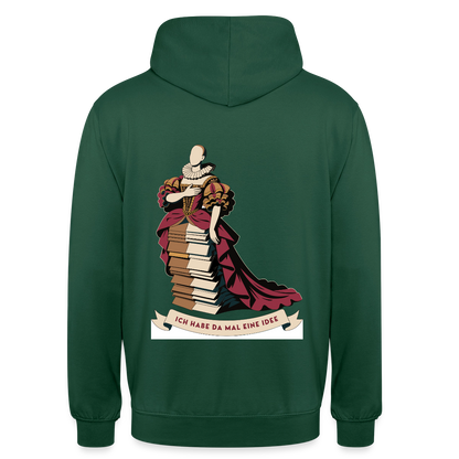 "Ich habe da mal eine Idee. Barock-Motiv" Motiv-Hoodie unisex, Farbe Flaschengrün