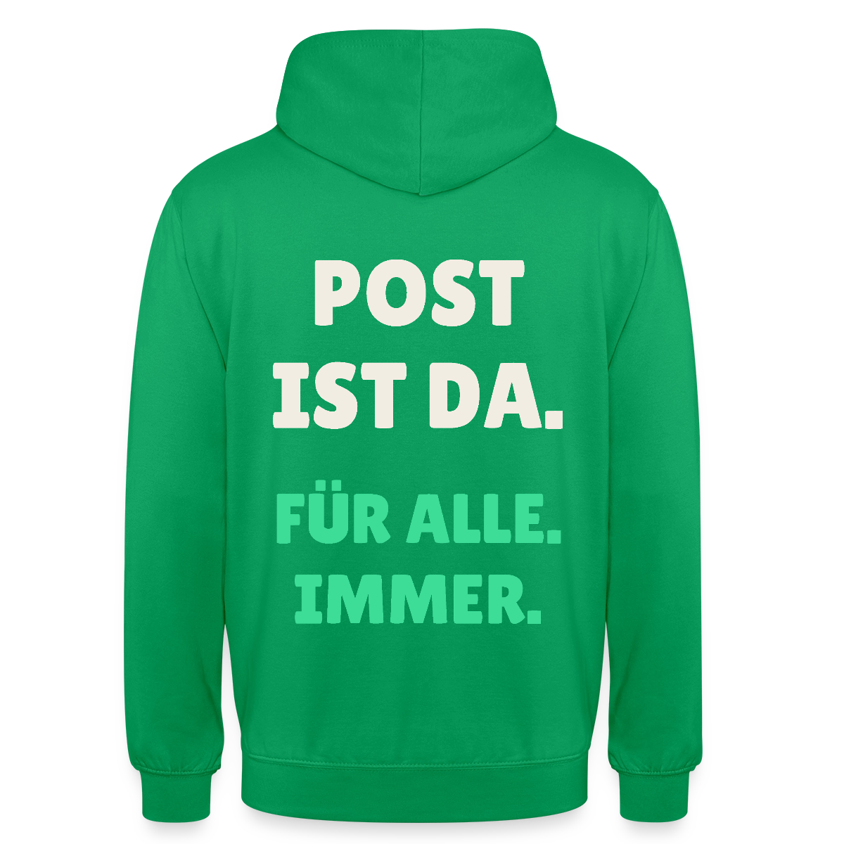 Post ist da. Für alle. Immer. Motiv-Hoodie unisex, Farbe Kelly Green