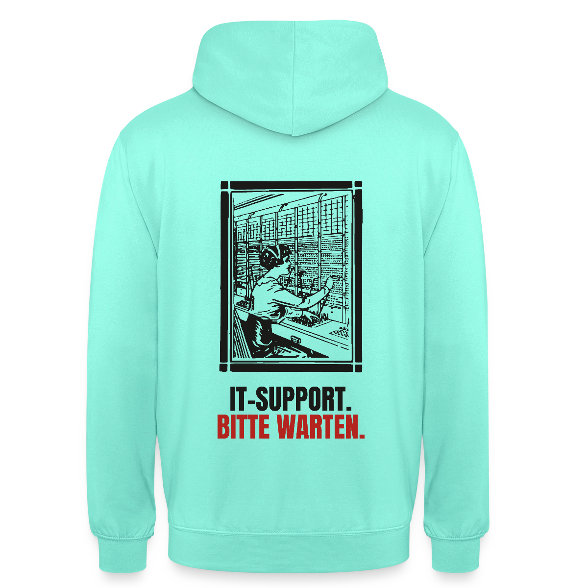 IT-Support. Bitte warten. Motiv-Hoodie unisex, Farbe Mint