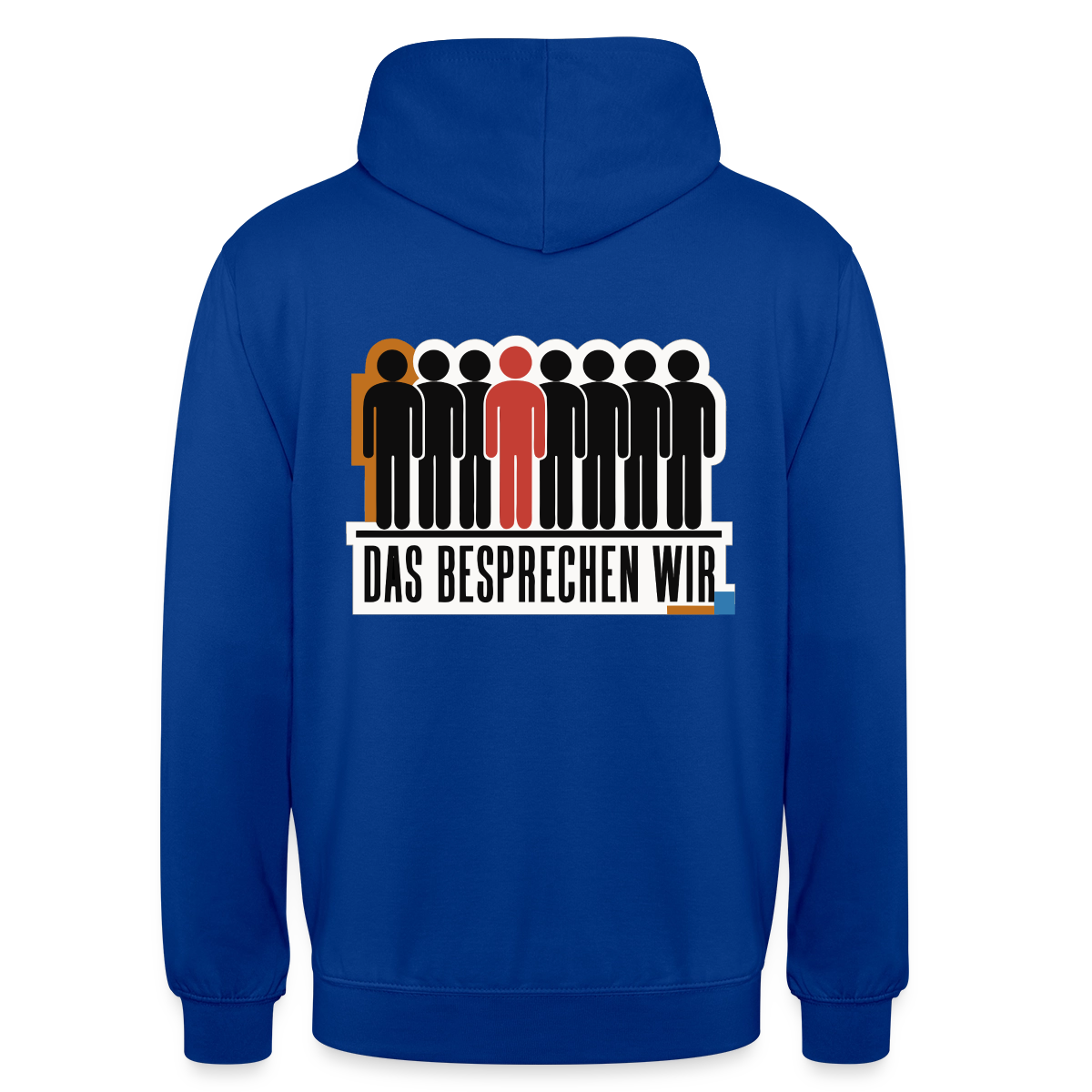 "Das besprechen wir. Isotype-Motiv" Motiv-Hoodie unisex, Farbe Royalblau
