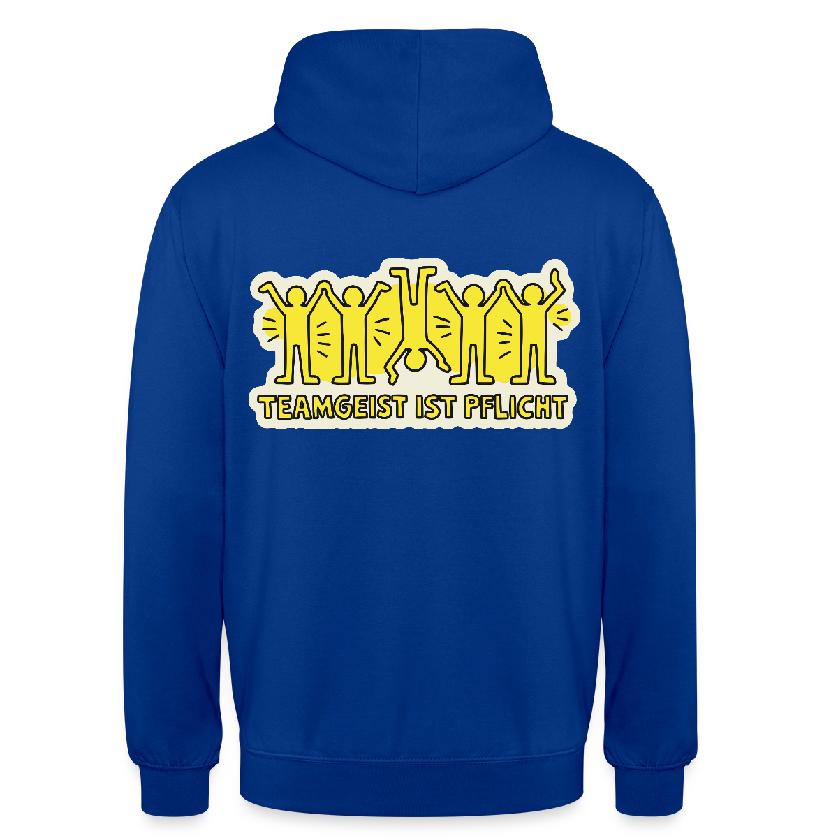 Teamgeist ist Pflicht. Pop-Art-Motiv Motiv-Hoodie unisex, Farbe Royalblau