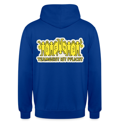Teamgeist ist Pflicht. Pop-Art-Motiv Motiv-Hoodie unisex, Farbe Royalblau