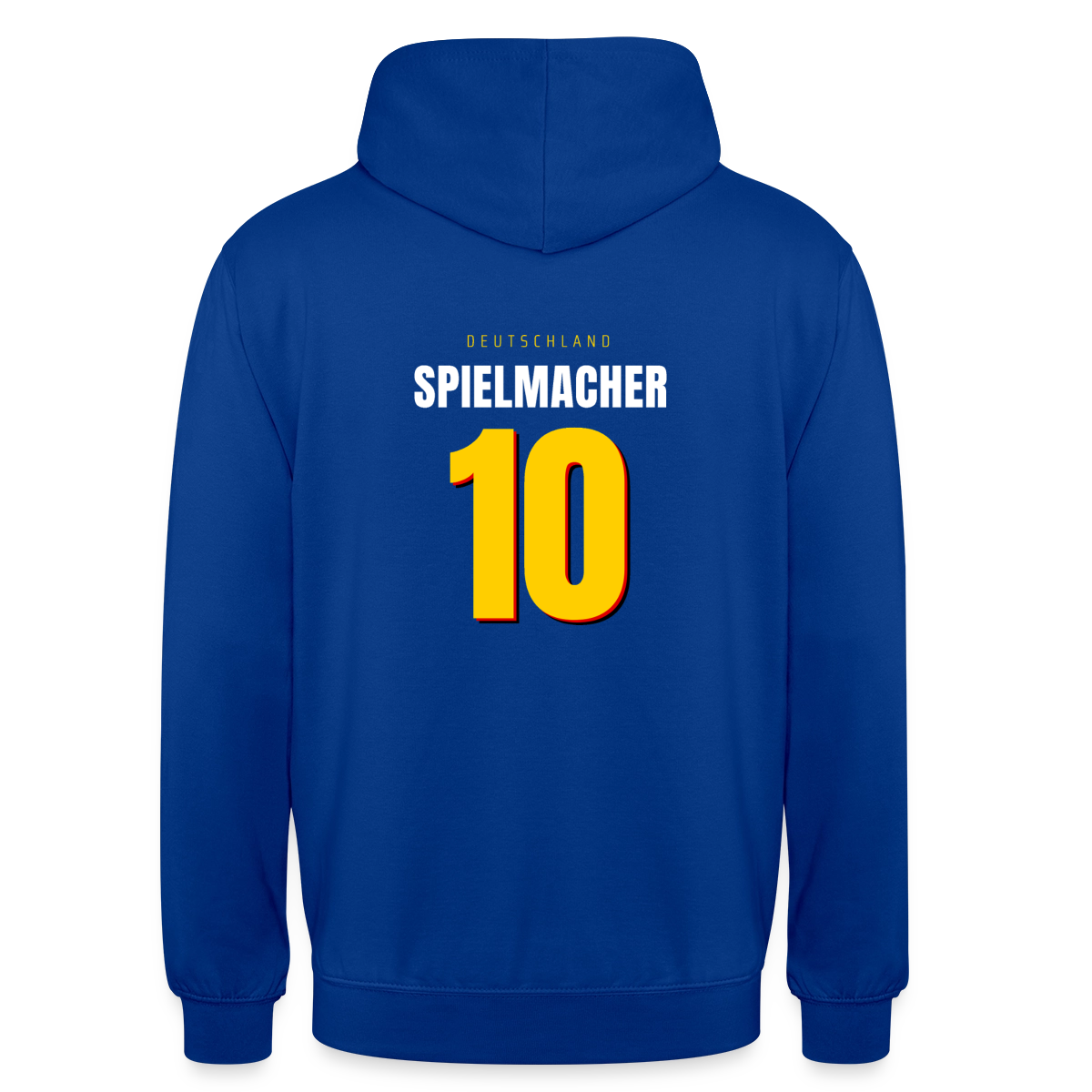 Spielmacher. Trikotnummer-Motiv Motiv-Hoodie unisex, Farbe Royalblau