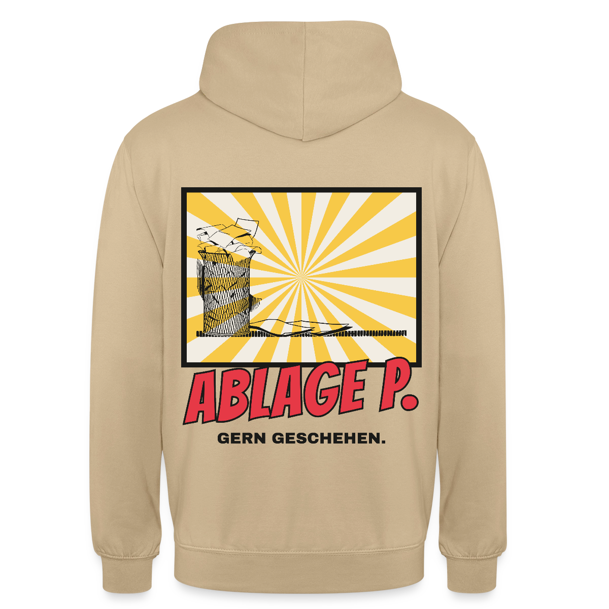 "Ablage P. Gern geschehen. Comic-Motiv" Motiv-Hoodie unisex, Farbe Beige