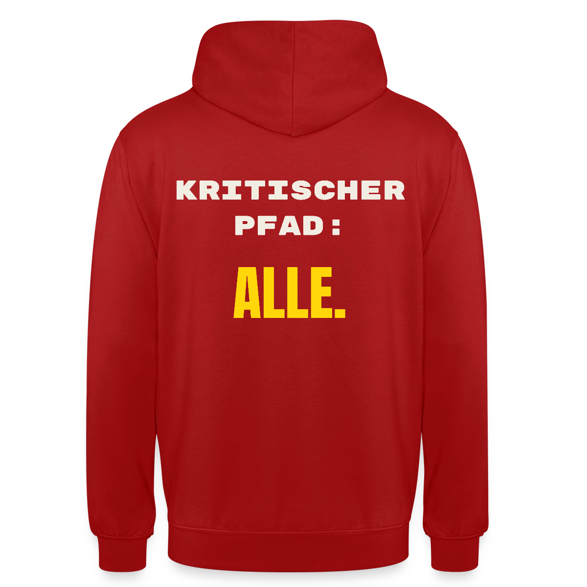 Kritischer Pfad: alle. Motiv-Hoodie unisex, Farbe Rot