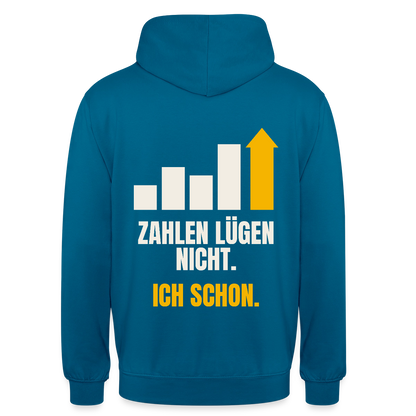 Zahlen lügen nicht. Ich schon. Motiv-Hoodie unisex, Farbe Tiefseeblau