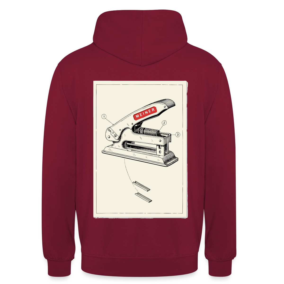 Meiner. Der Tacker kommt mit. Motiv-Hoodie unisex, Farbe Bordeaux