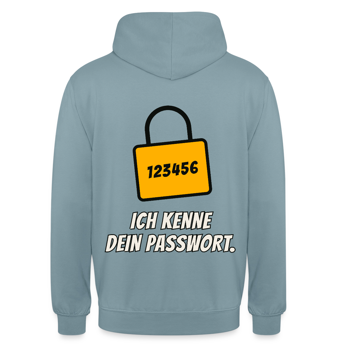 Ich kenne dein Passwort. Motiv-Hoodie unisex, Farbe Nebelblau