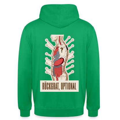 Rückgrat, optional. Anatomie-Motiv Motiv-Hoodie unisex, Farbe Kelly Green