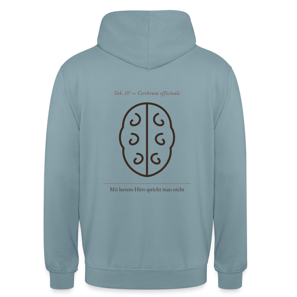Mit leerem Hirn spricht man nicht. Lehrtafel-Motiv Motiv-Hoodie unisex, Farbe Nebelblau