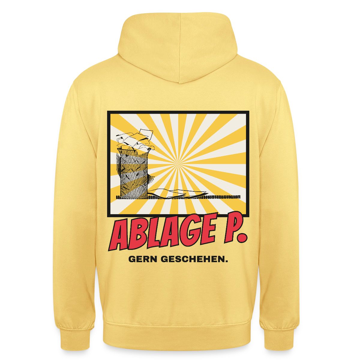 "Ablage P. Gern geschehen. Comic-Motiv" Motiv-Hoodie unisex, Farbe Zitronengelb