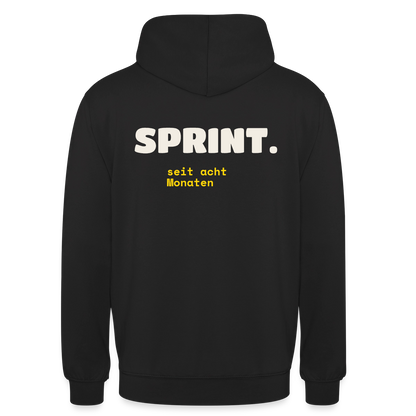 Sprint. Seit acht Monaten. Motiv-Hoodie unisex, Farbe Schwarz