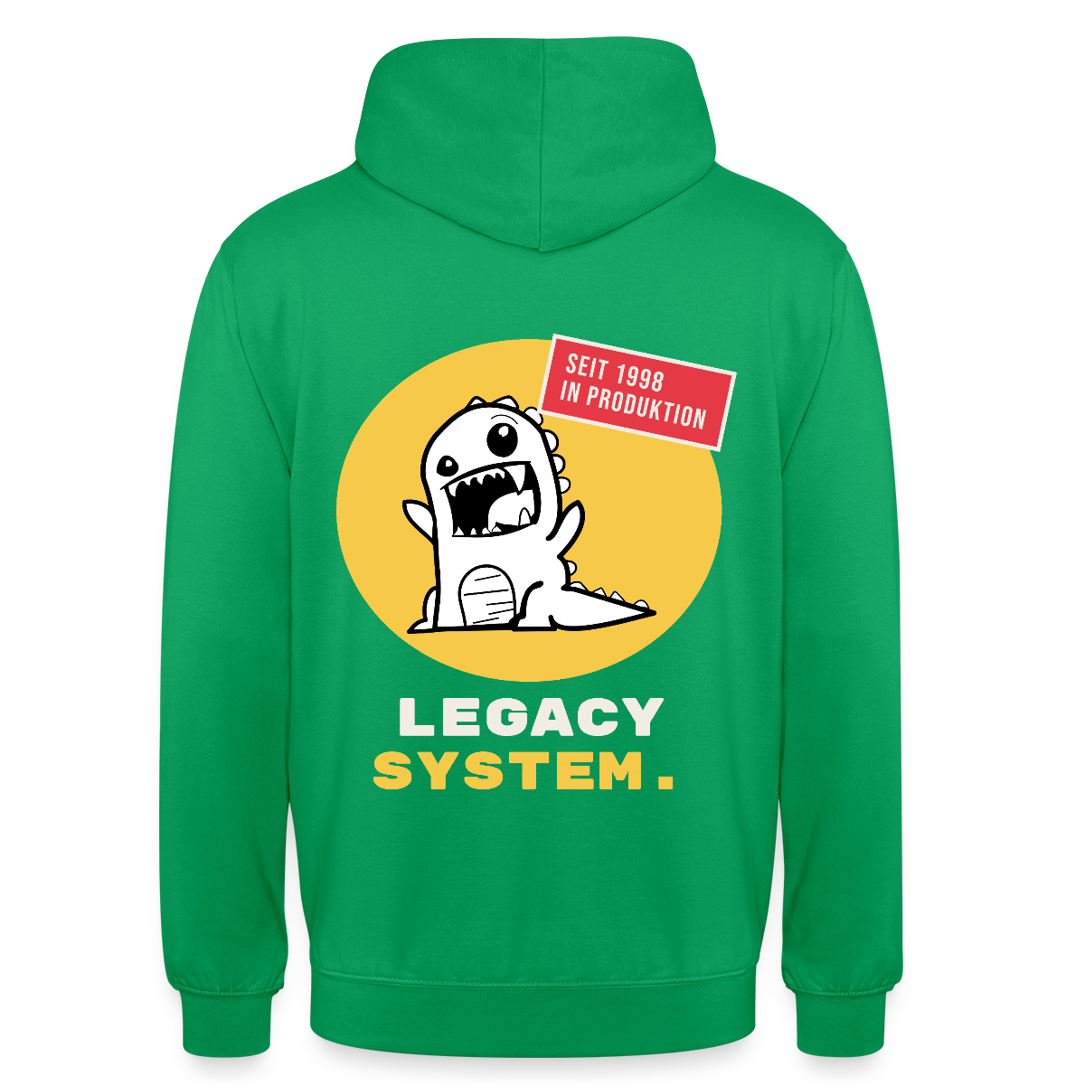 Legacy System. Seit 1998 in Produktion. Motiv-Hoodie unisex, Farbe Kelly Green