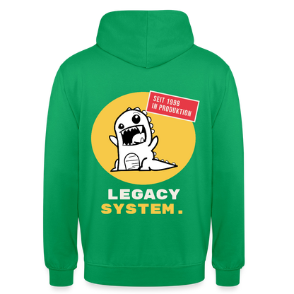 Legacy System. Seit 1998 in Produktion. Motiv-Hoodie unisex, Farbe Kelly Green