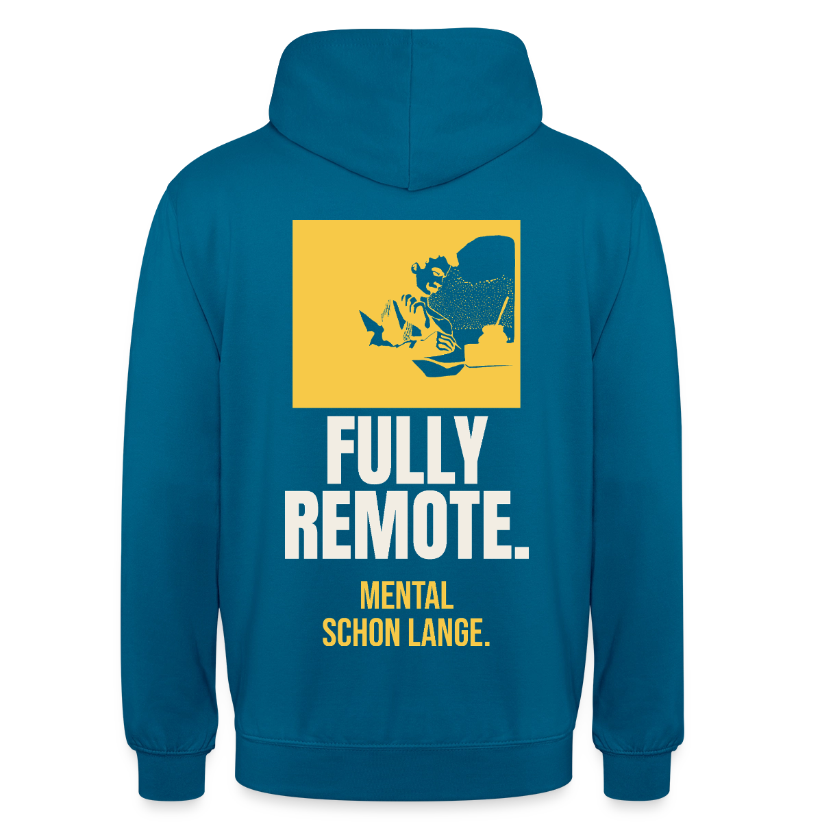 Fully remote Motiv-Hoodie unisex, Farbe Tiefseeblau