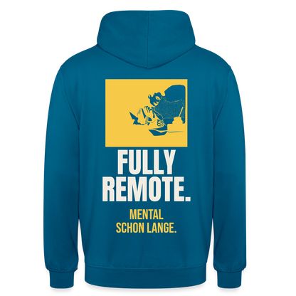 Fully remote Motiv-Hoodie unisex, Farbe Tiefseeblau