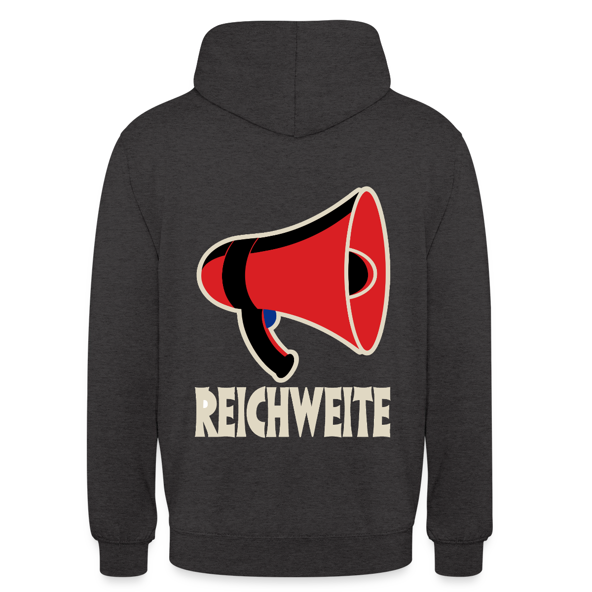 Reichweite. Sachplakat-Motiv Motiv-Hoodie unisex, Farbe Anthrazit