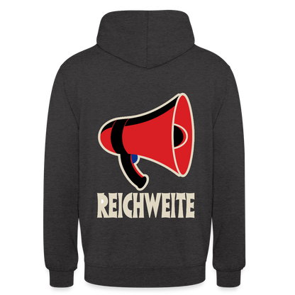 Reichweite. Sachplakat-Motiv Motiv-Hoodie unisex, Farbe Anthrazit