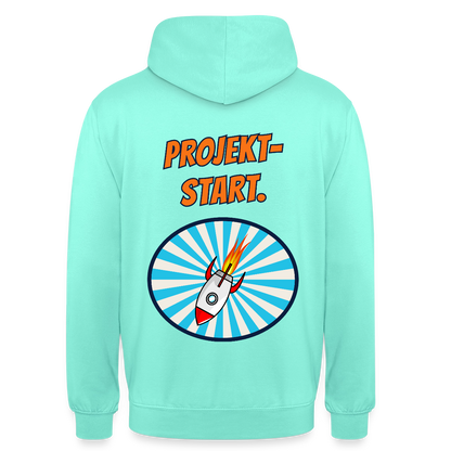 Projektstart. Motiv-Hoodie unisex, Farbe Mint
