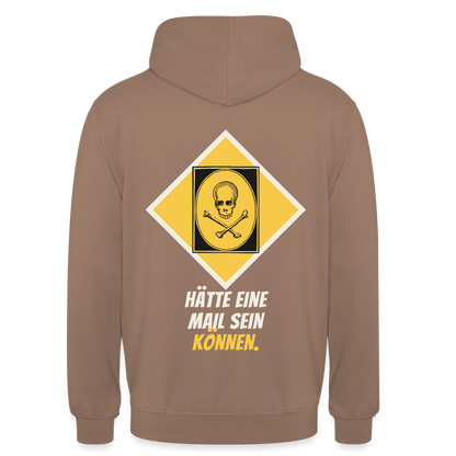 Hätte eine Mail sein können. Gefahrzeichen-Motiv Motiv-Hoodie unisex, Farbe Mokka