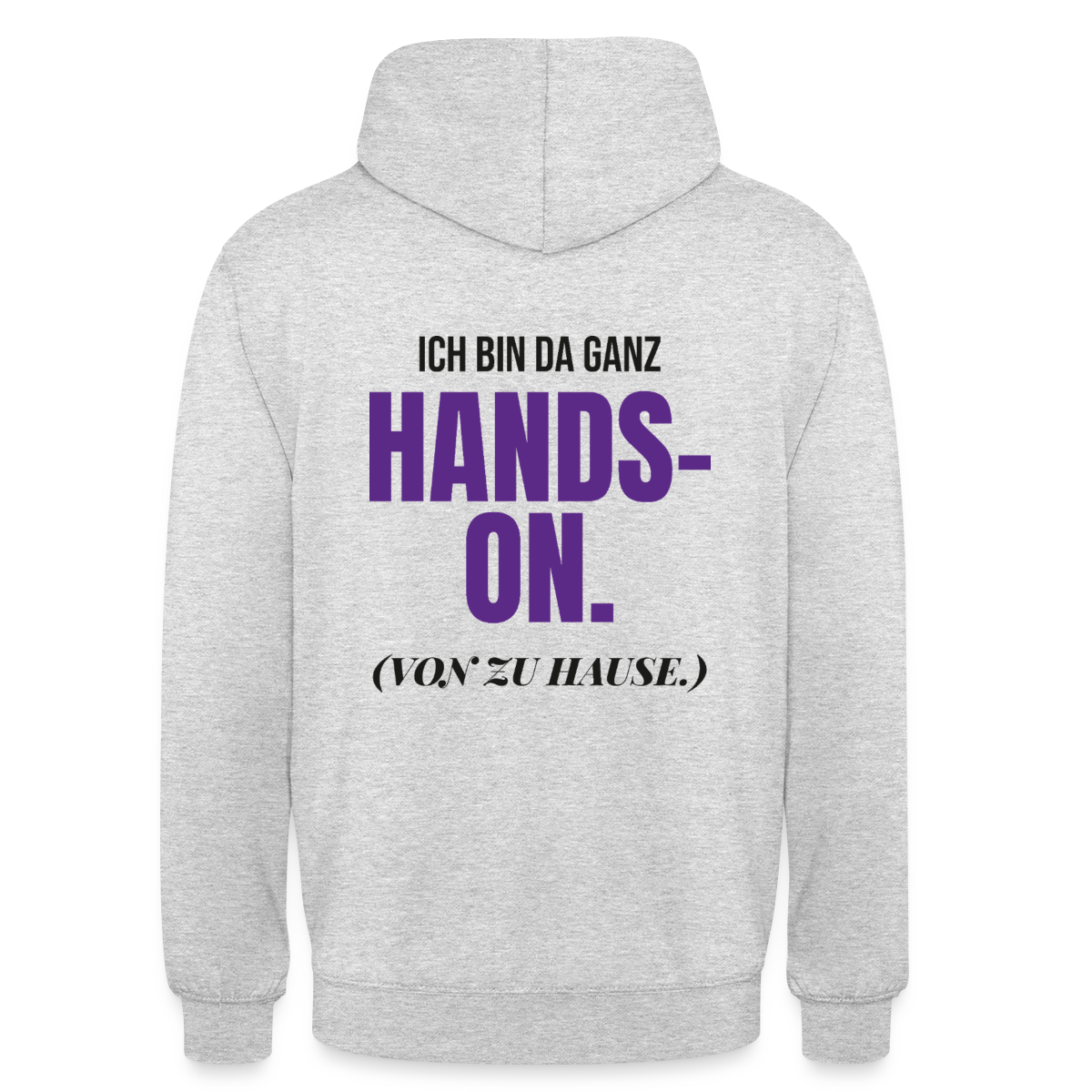 Hands-on von zu Hause Motiv-Hoodie unisex, Farbe Hellgrau meliert