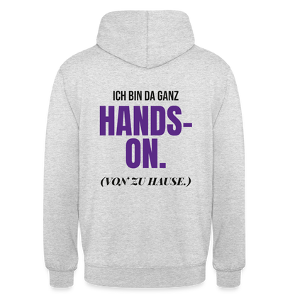 Hands-on von zu Hause Motiv-Hoodie unisex, Farbe Hellgrau meliert