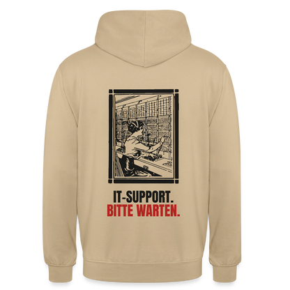 IT-Support. Bitte warten. Motiv-Hoodie unisex, Farbe Beige