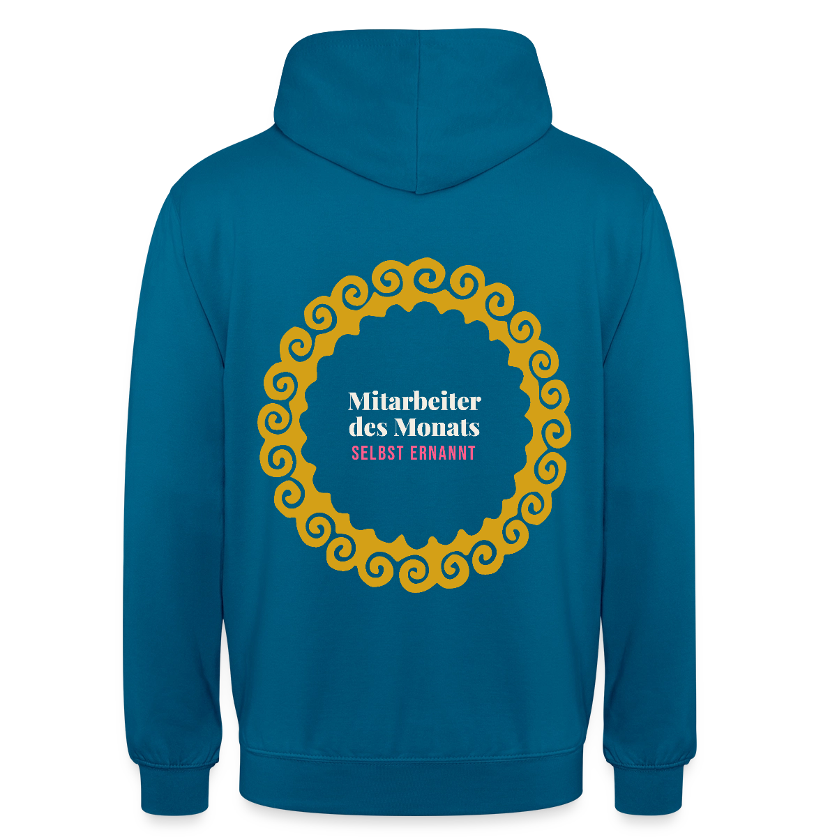 "Mitarbeiter des Monats, selbst ernannt. Gold-Motiv" Motiv-Hoodie unisex, Farbe Tiefseeblau