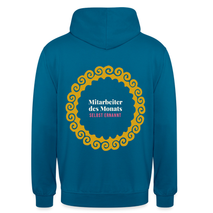 "Mitarbeiter des Monats, selbst ernannt. Gold-Motiv" Motiv-Hoodie unisex, Farbe Tiefseeblau