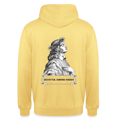 "Gestatten, Dunning-Kruger. Kupferstich-Motiv" Motiv-Hoodie unisex, Farbe Zitronengelb
