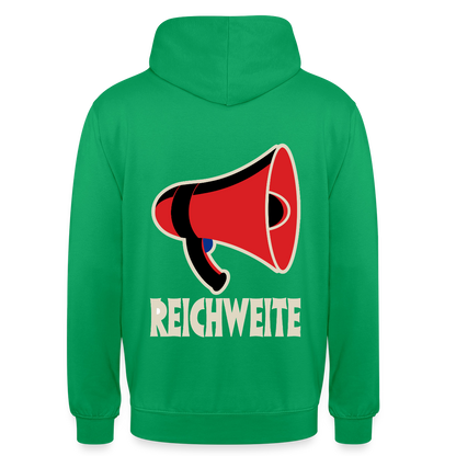 Reichweite. Sachplakat-Motiv Motiv-Hoodie unisex, Farbe Kelly Green
