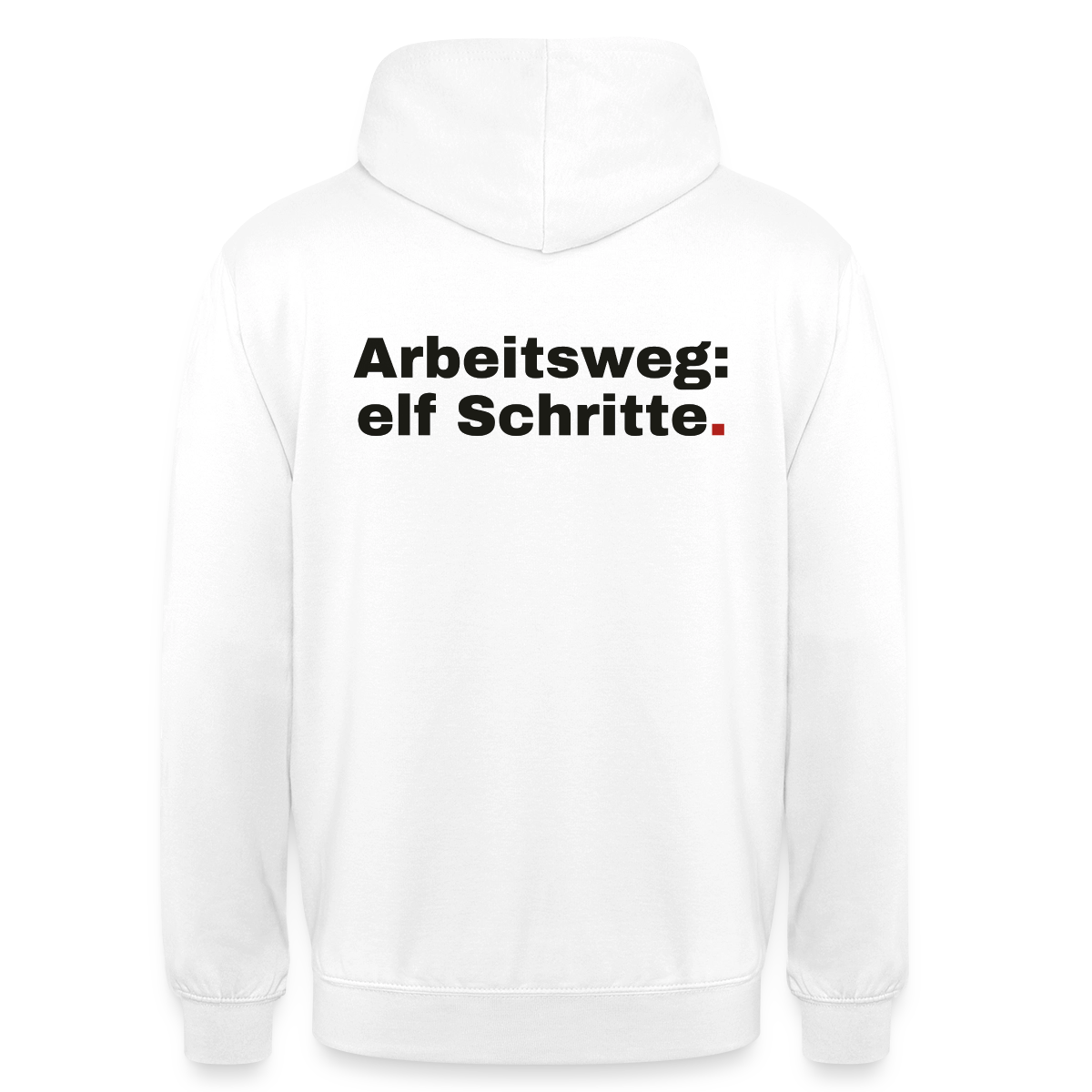 Arbeitsweg: elf Schritte Motiv-Hoodie unisex, Farbe Weiß