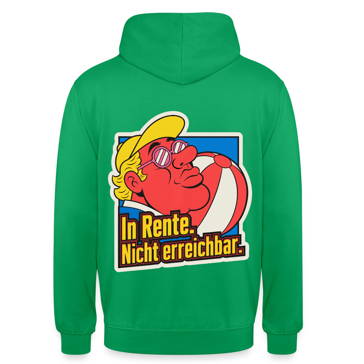 "In Rente. Nicht erreichbar. Popart-Motiv" Motiv-Hoodie unisex, Farbe Kelly Green