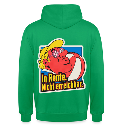 "In Rente. Nicht erreichbar. Popart-Motiv" Motiv-Hoodie unisex, Farbe Kelly Green