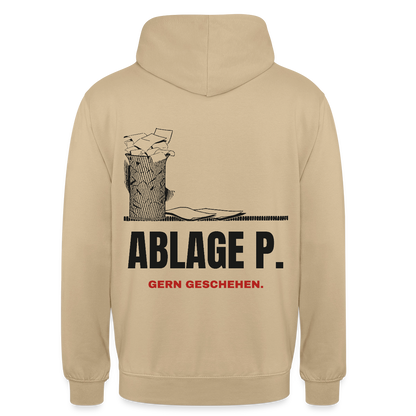 "Ablage P. Gern geschehen." Motiv-Hoodie unisex, Farbe Beige