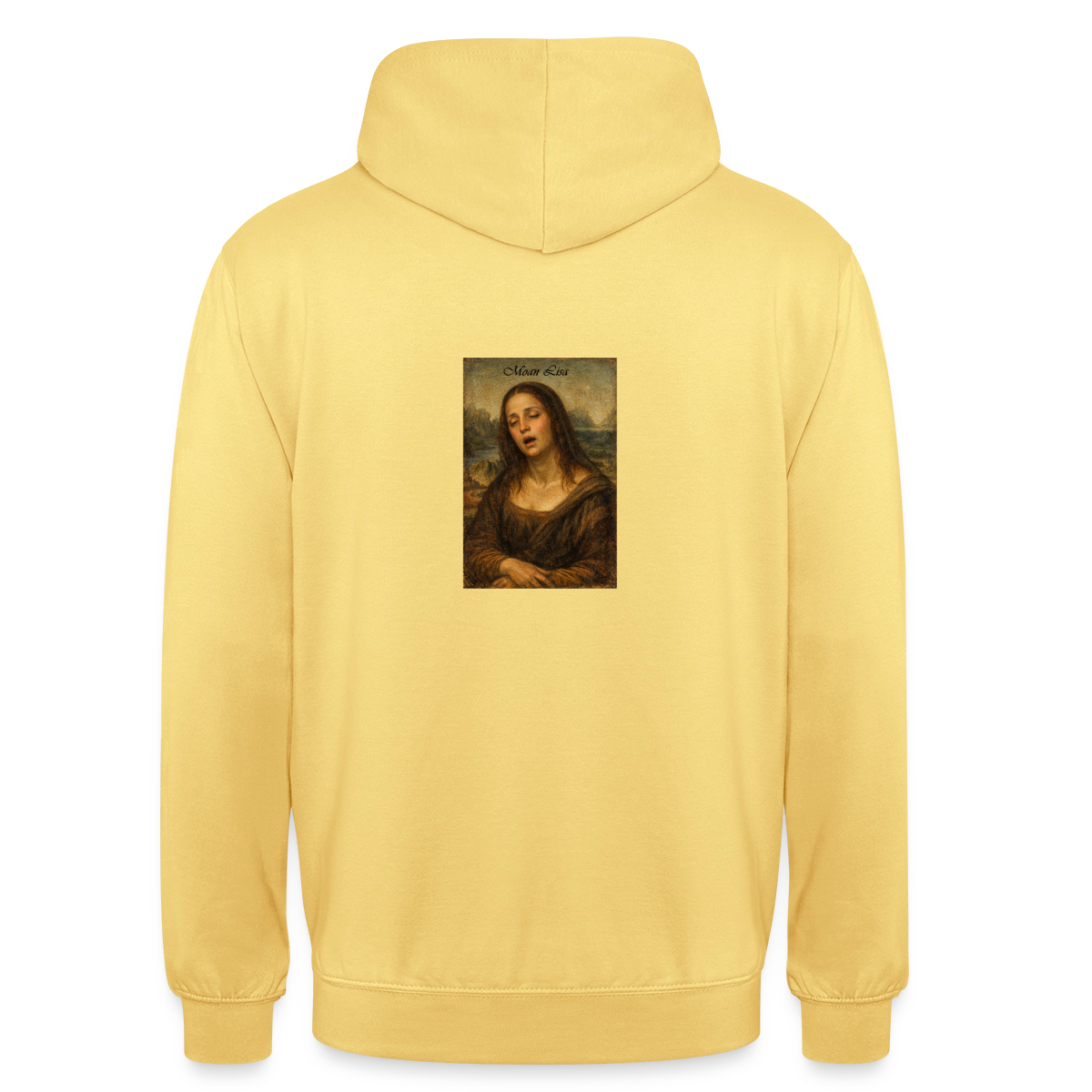 Moan Lisa Motiv-Hoodie unisex, Farbe Zitronengelb
