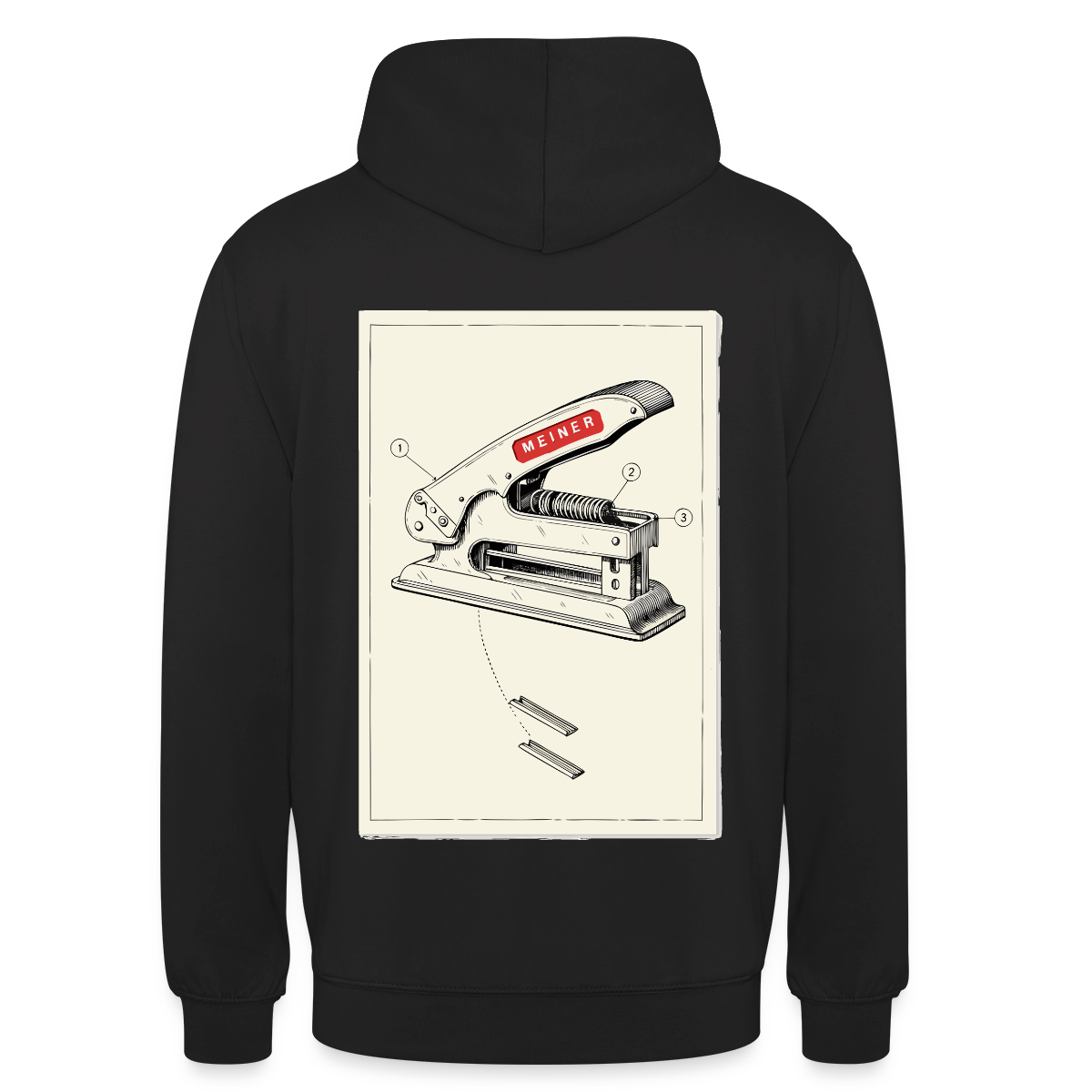 Meiner. Der Tacker kommt mit. Motiv-Hoodie unisex, Farbe Schwarz