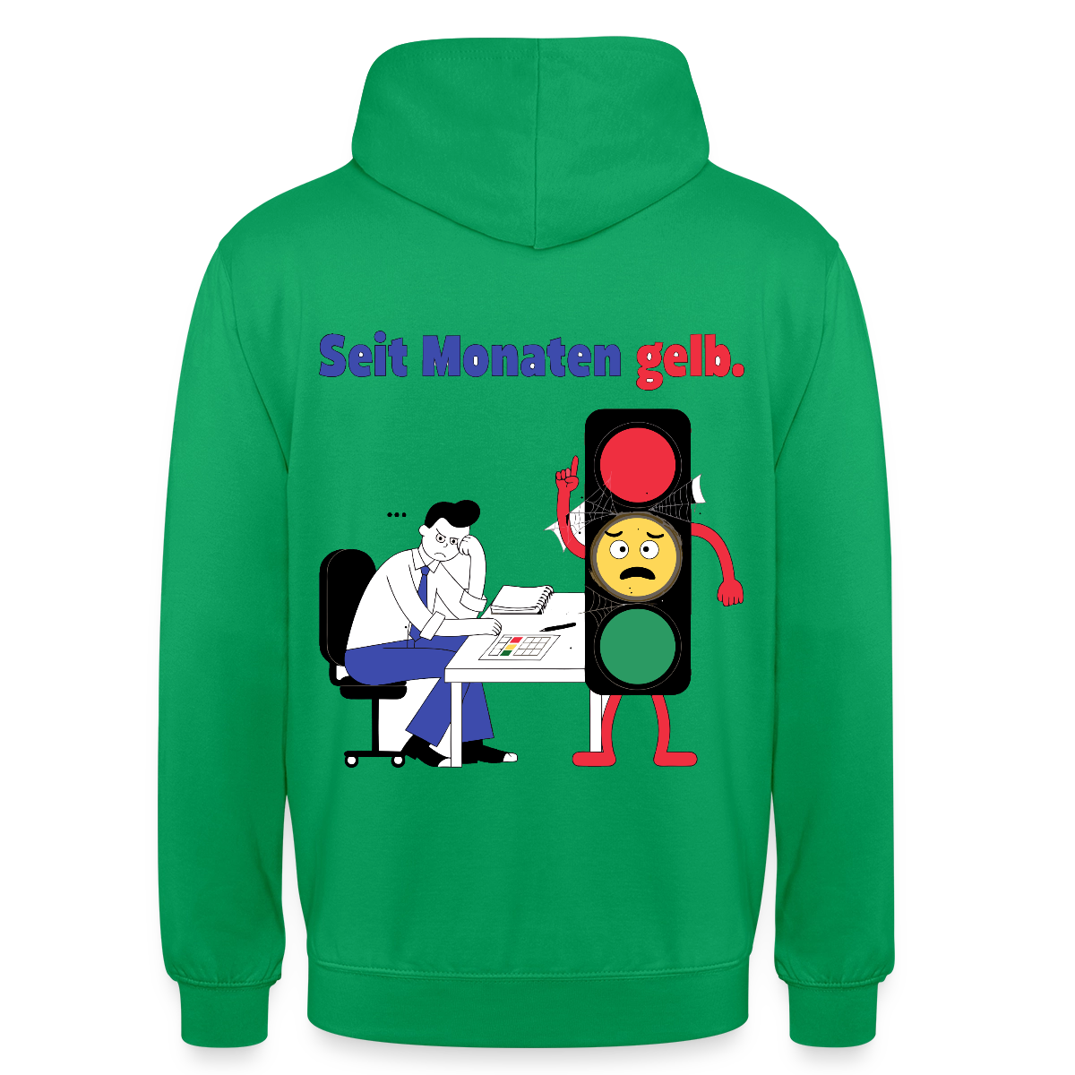 "Seit Monaten gelb. Ampel-Motiv" Motiv-Hoodie unisex, Farbe Kelly Green